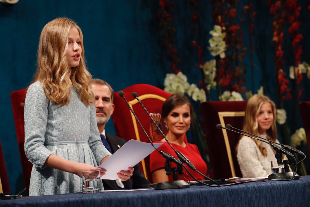Princess Leonor of Asturias with her parents, King Felipe VI and Queen Letizia, and her sister, Infanta Sofia