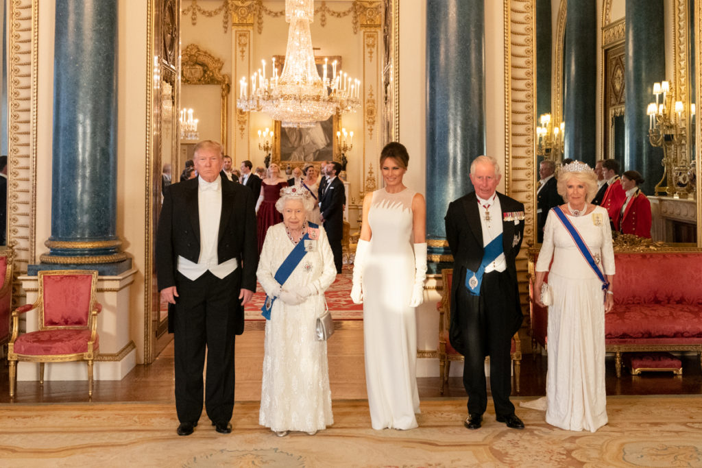 The Queen, the Prince of Wales, the Duchess of Cornwall, Donald and Melania Trump