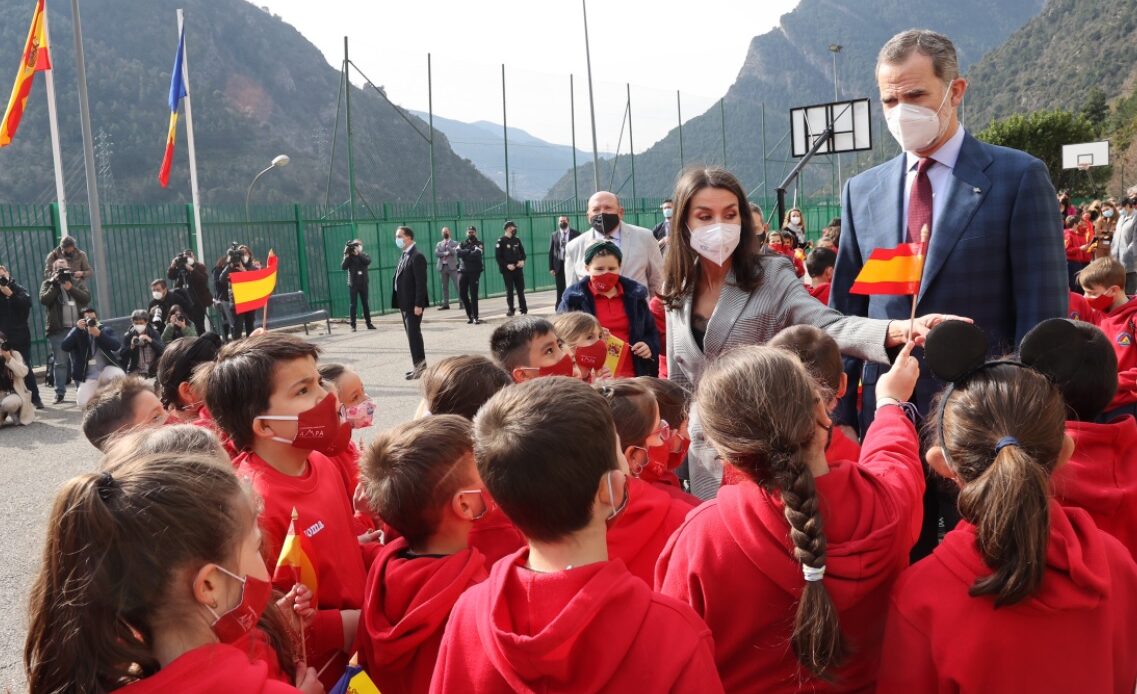 King Felipe and Queen Letizia visit a school in Andorra