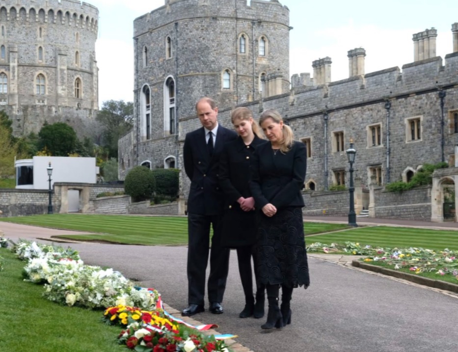 The Wessexes view flowers in memory of Prince Philip at Windsor Castle