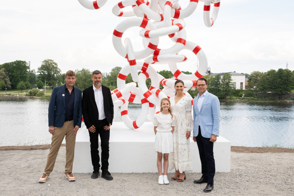 Princess Estelle visits a new sculpture at a culture park dedicated to her