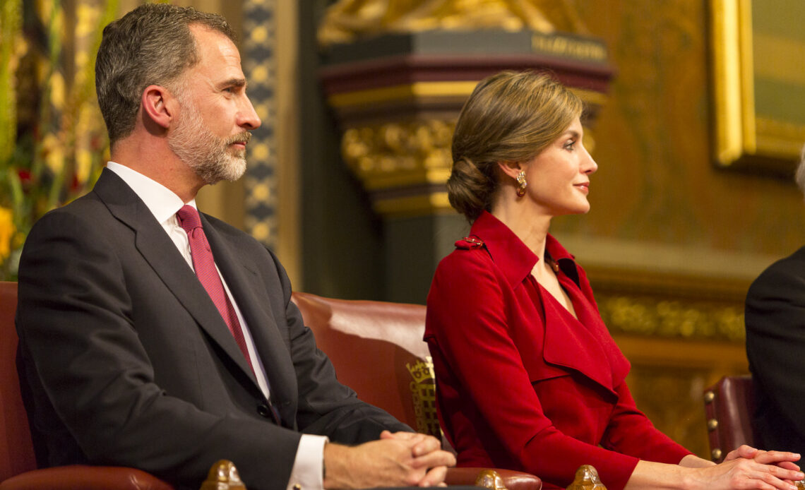 King Felipe and Queen Letizia of Spain on their visit to the UK Parliament in 2017
