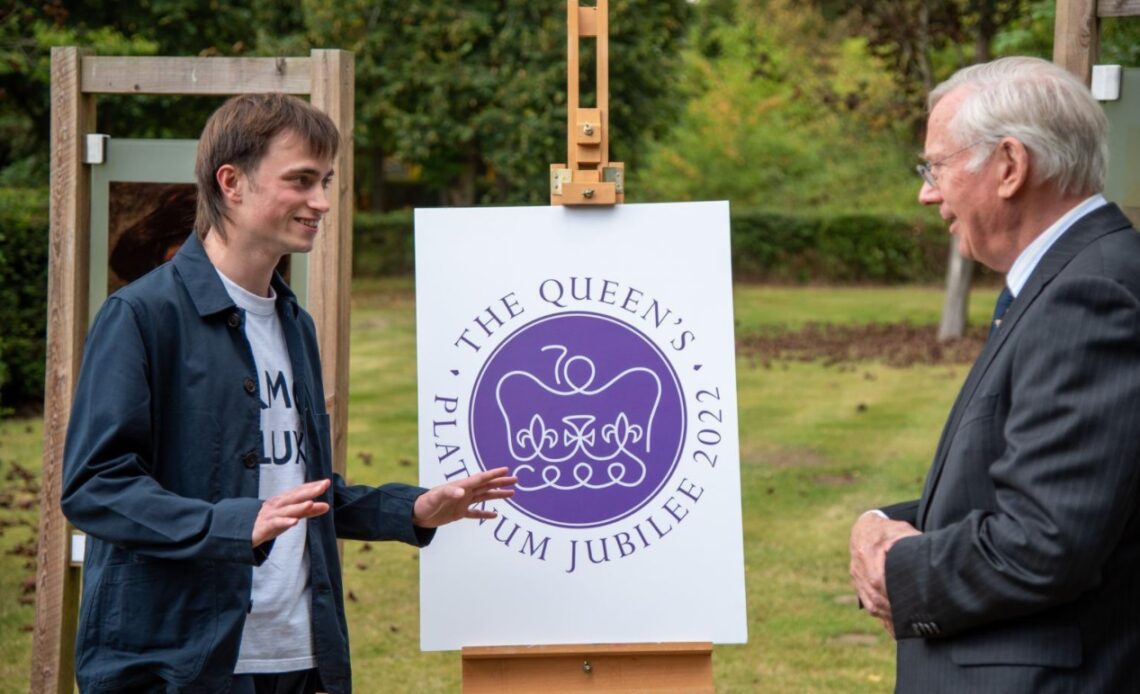The Duke of Gloucester meets the winner of the Platinum Jubilee logo design competition