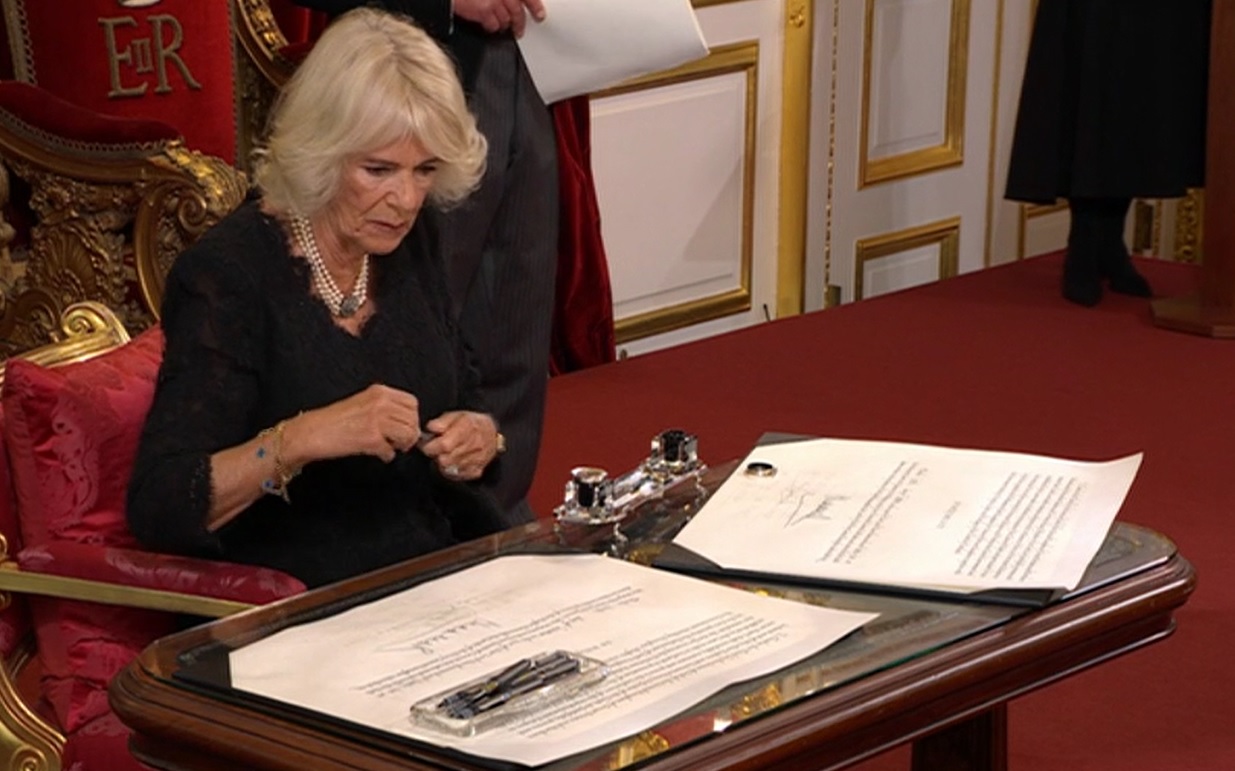 Queen Camilla signs her name into history at the emotional Accession