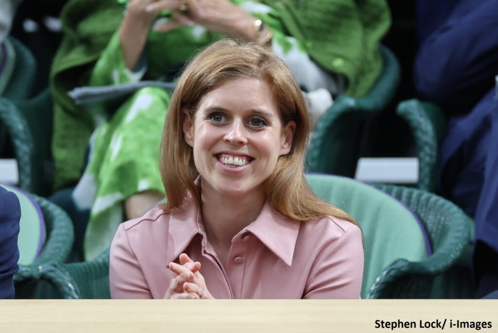 Princess Beatrice wears a pink blouse