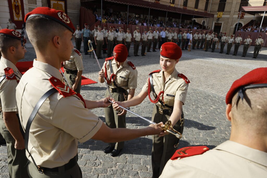 The future queen of Spain, Princess Leonor, receives a sword marking the completion of the first phase of her military training