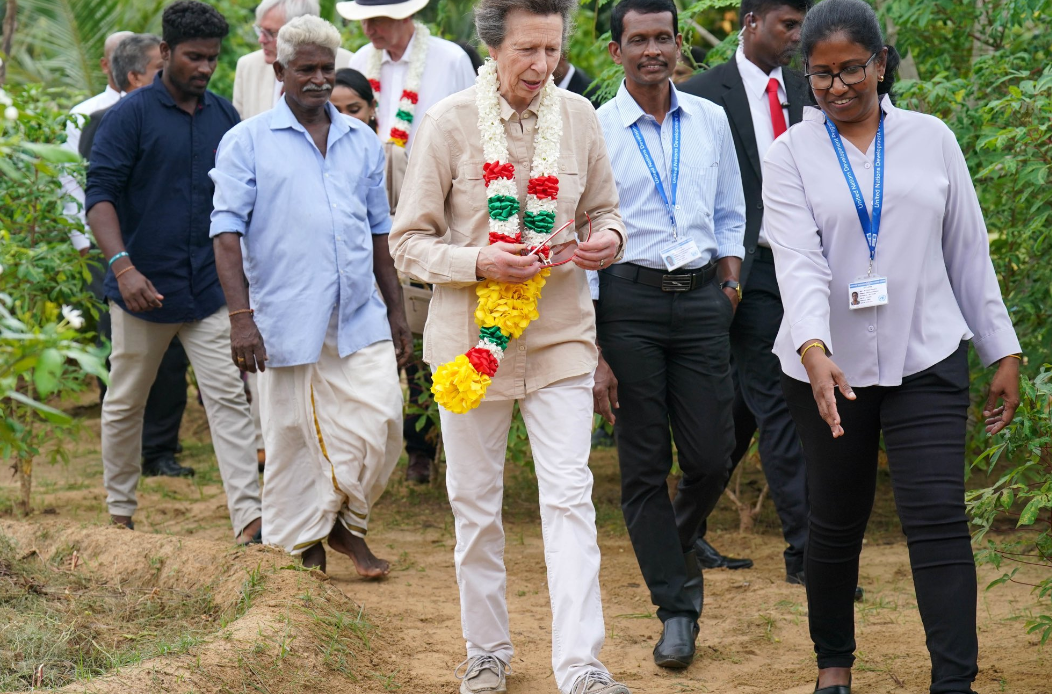 Princess Anne on a tour of a cleared mine site in Sri Lanka
