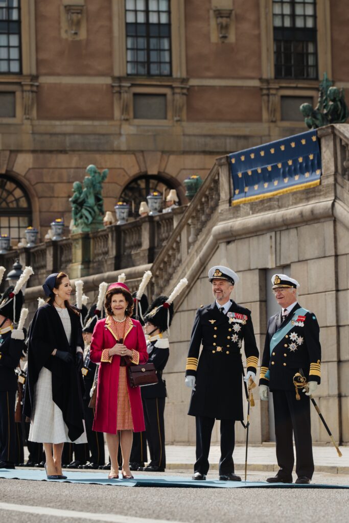 King Frederik X and Queen Mary step ashore in Stockholm for their State Visit and are greeted by King Carl XVI Gustaf and Queen Silvia