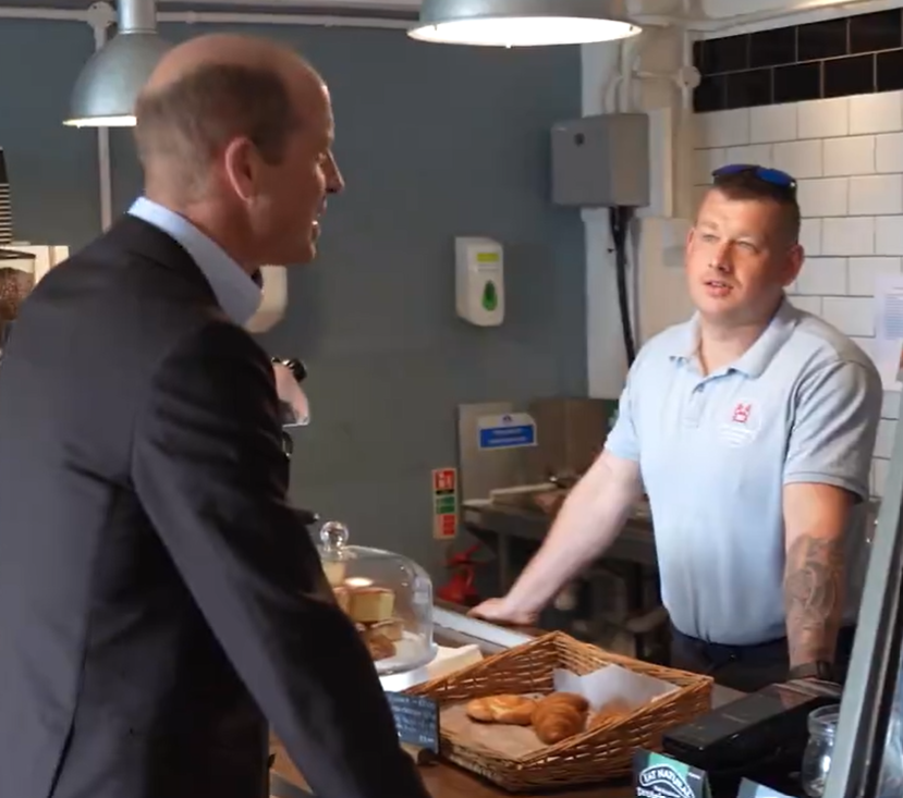 Prince William, the Duke of Cornwall, buys pasties in a shop on St. Mary's in the Scilly Isles