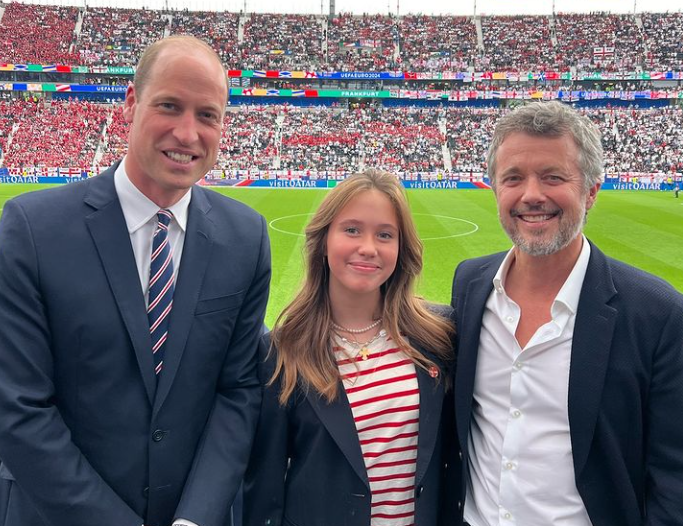 Football friends, King Frederik and Prince William, enjoy crunch Euros match