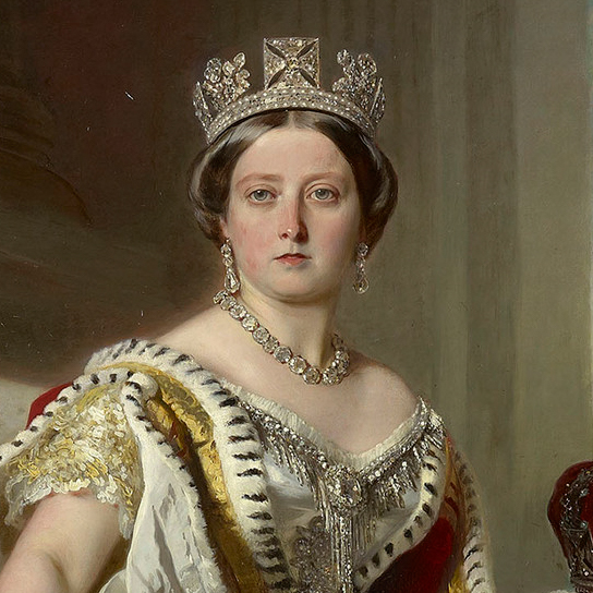 Queen Victoria wears the Diamond State Diadem and the Coronation necklace in a portrait painted in 1859