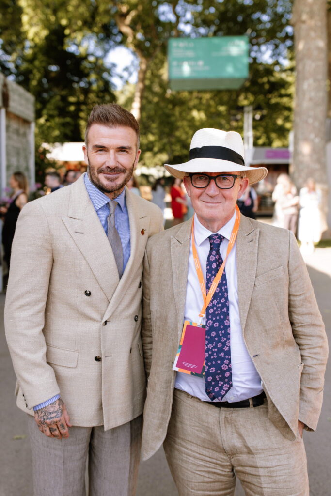 David Beckham is seen with the Editor of Country Life, Mark Hedges