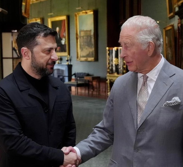 King Charles and President Volodymyr Zelesnskyy of Ukraine meet at Windsor Castle ahead of the NATO summit in The Hague