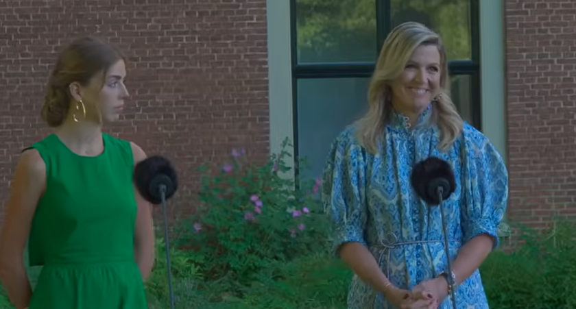 Queen Maxima speaks to reporters about her encounter with Donald Trump
