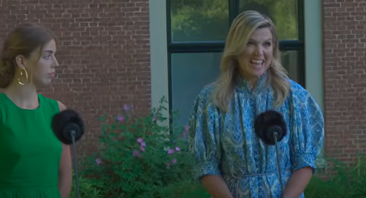Queen Maxima pulls a face as she explains how she was acting when she met Donald Trump during a visit to The Hague