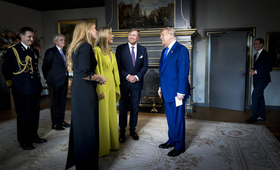 Future queen of the Netherlands, Princess Catharina-Amalia, meets US President Donald Trump at a dinner ahead of the NATO summit.