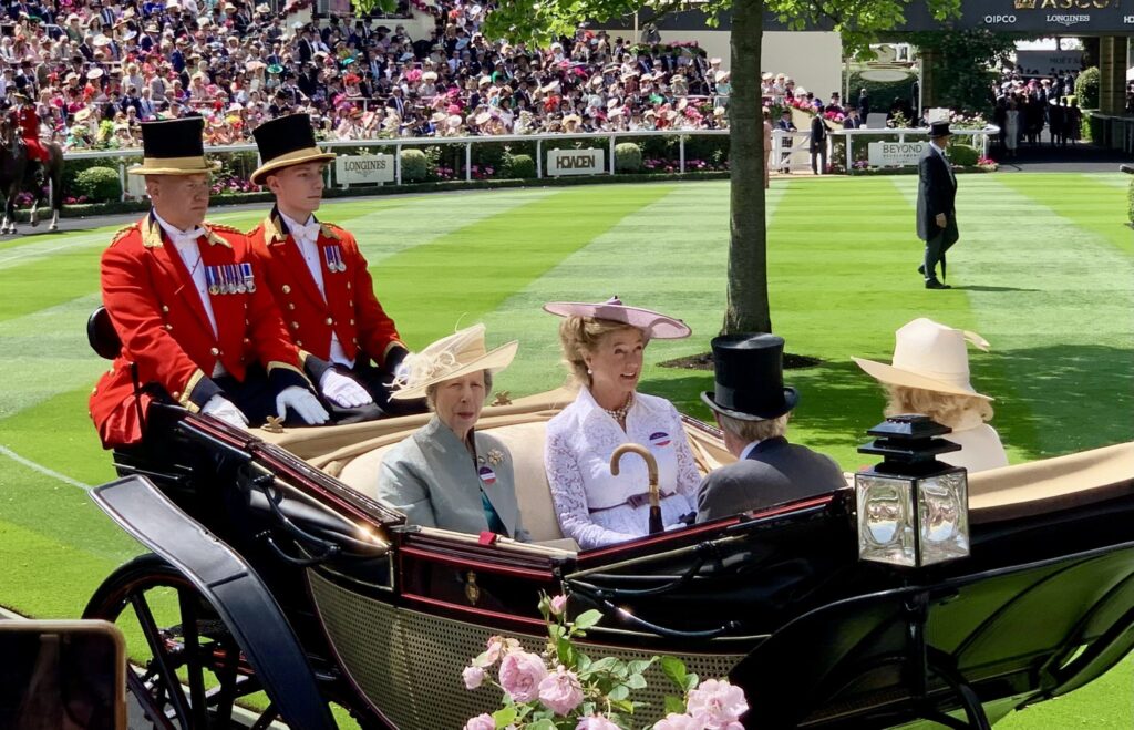 Princess Anne in the second carriage of the Royal Procession on Day One of Royal Ascot 2025