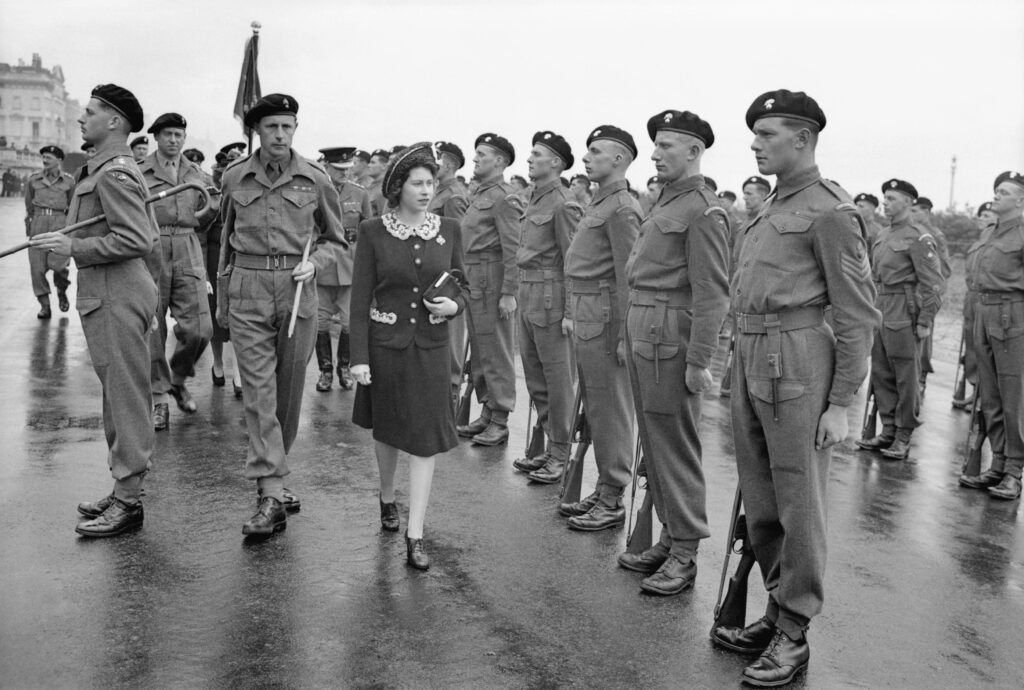 Princess Elizabeth (later Queen Elizabeth II) inspecting the Grenadier Guards before D-Day 1944