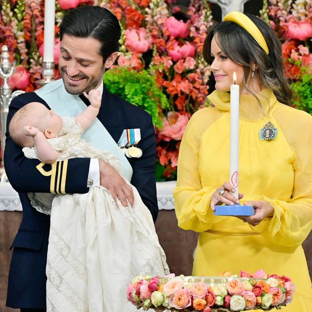 Princess Sofia in yellow at Princess Ines's christening
