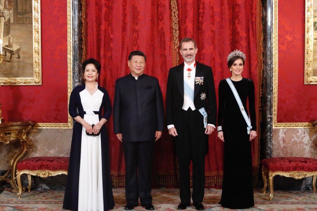 King Felipe and Queen Letizia welcome the President of China to a State Banquet in the Royal Palace in Madrid
