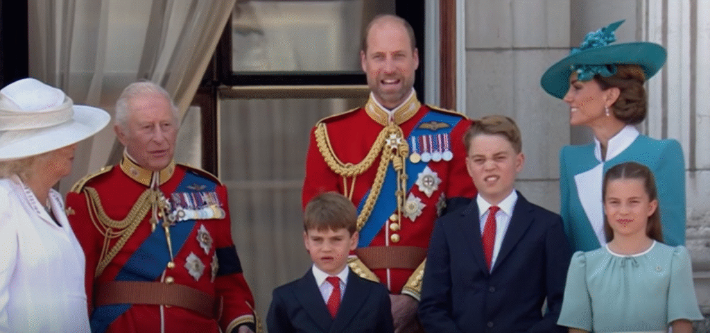 Prince Louis joins Prince George and Princess Charlotte on the balcony of Buckingham Palace