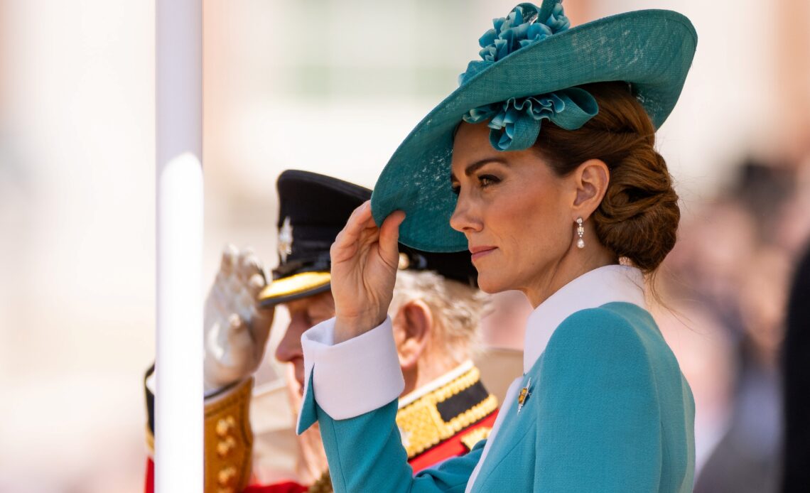 The Princess of Wales in St Patrick's Blue at Trooping the Colour for Irish Guards Kate Middleton