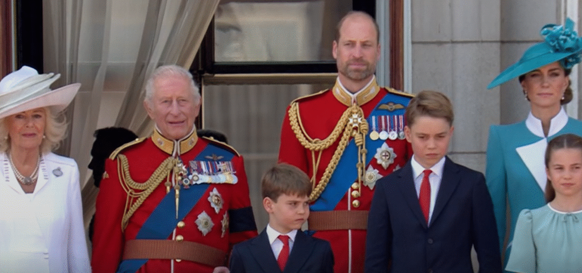 Prince Louis and Prince George join Prince William and King Charles on the balcony of Buckingham Palace
