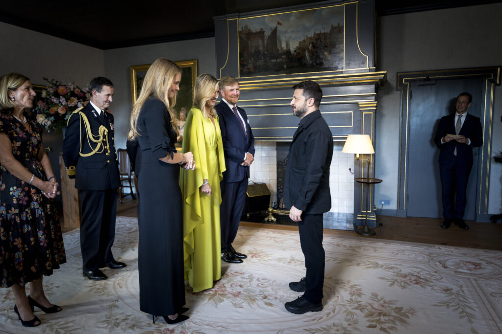 King Willem-Alexander and Queen Maxima welcome Ukraine's President, Volodomyr Zelensky, at a dinner ahead of the NATO summit