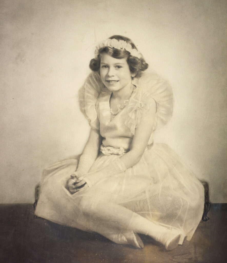 Queen Elizabeth II, aged 8, as a bridesmaid for Prince George, Duke of Kent and Princess Marina