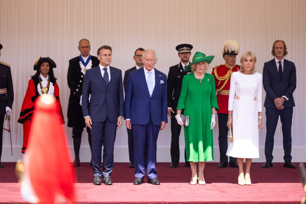 King Charles and Queen Camilla welcome President Macron and his wife, Brigitte, to Windsor