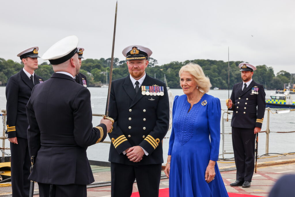 Queen Camilla on board HMS Astute where she made history as she became the first woman to become Vice Admiral of the United Kingdom
