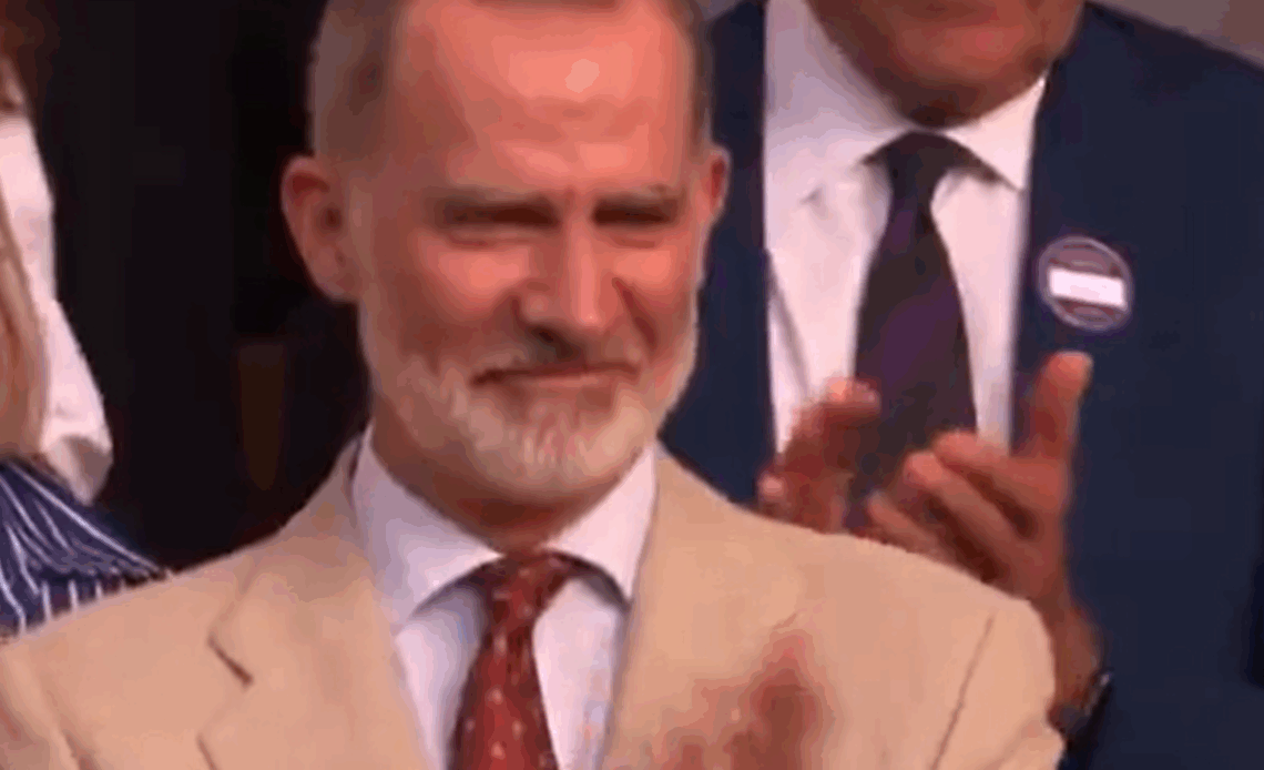 King Felipe of Spain on Centre Court at Wimbledon for the Men's Singles Final