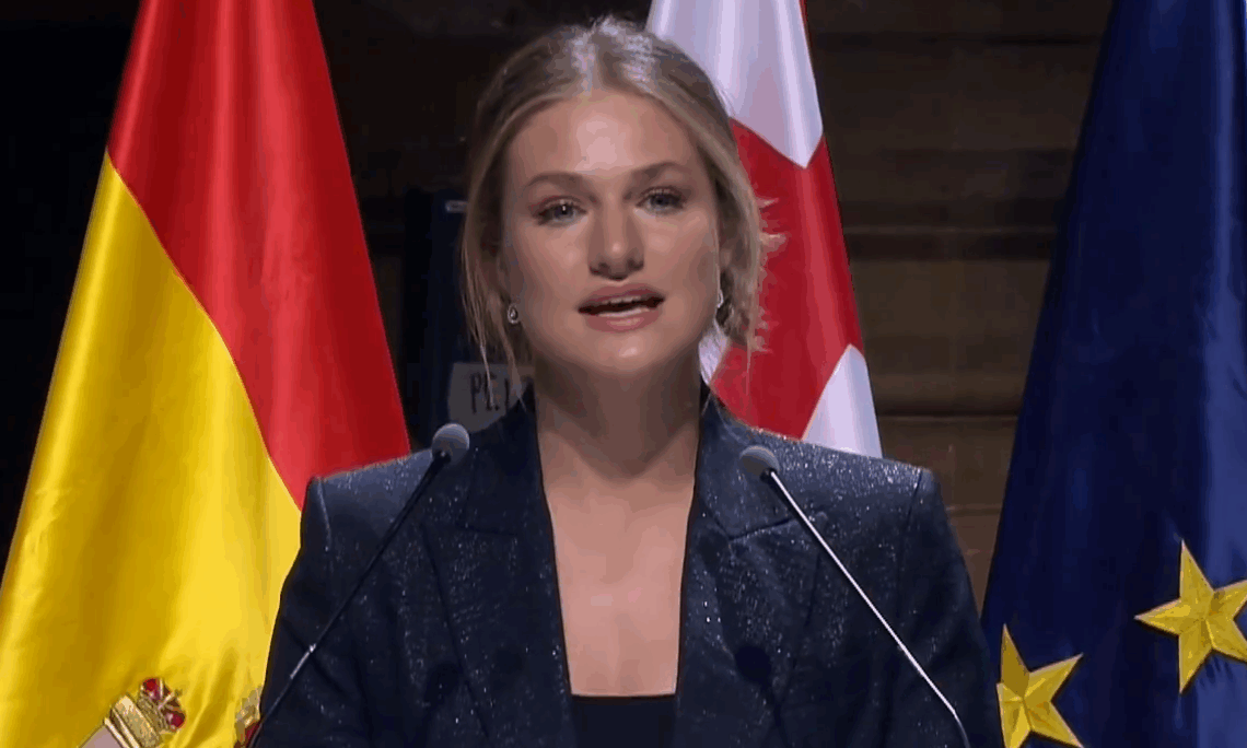 The future queen of Spain, Princess Leonor, gives a speech at the Princess of Girona awards