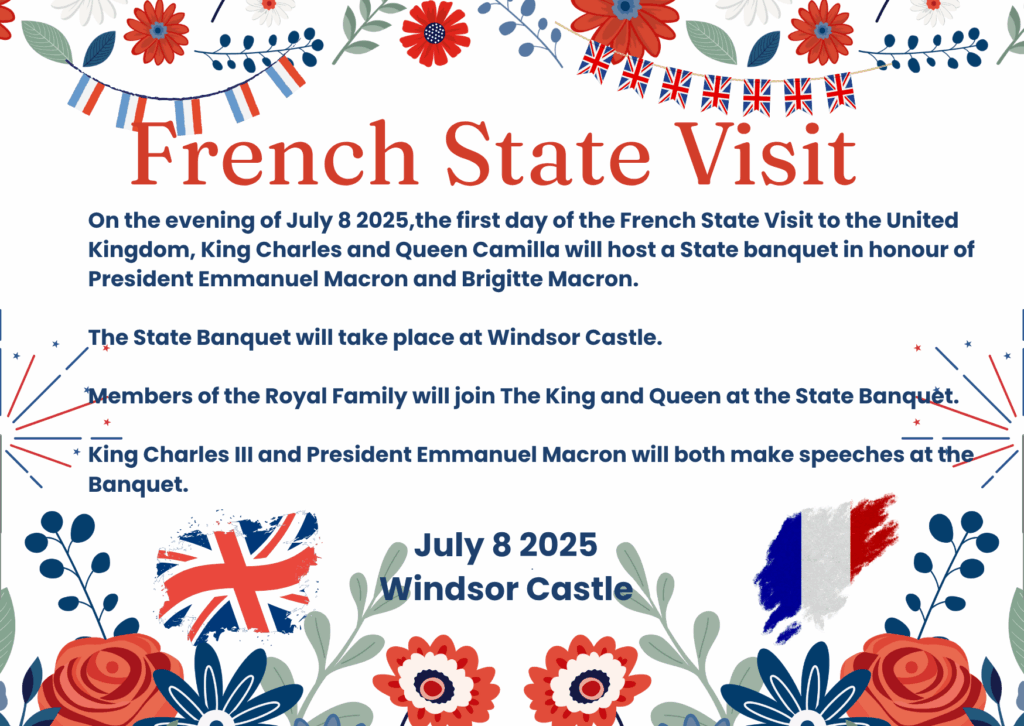 Itinerary for the first day of the French State Visit to the UK