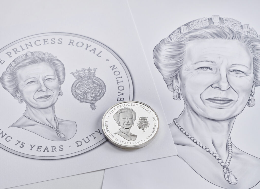 A stunning portrait of Princess Anne, wearing Cartier jewels, dominates a new coin marking her 75th birthday