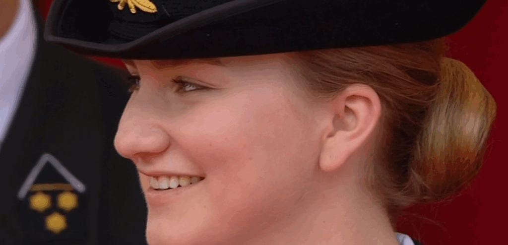 Princess Elisabeth, future queen of the Belgians, takes part in a military parade in Brussels