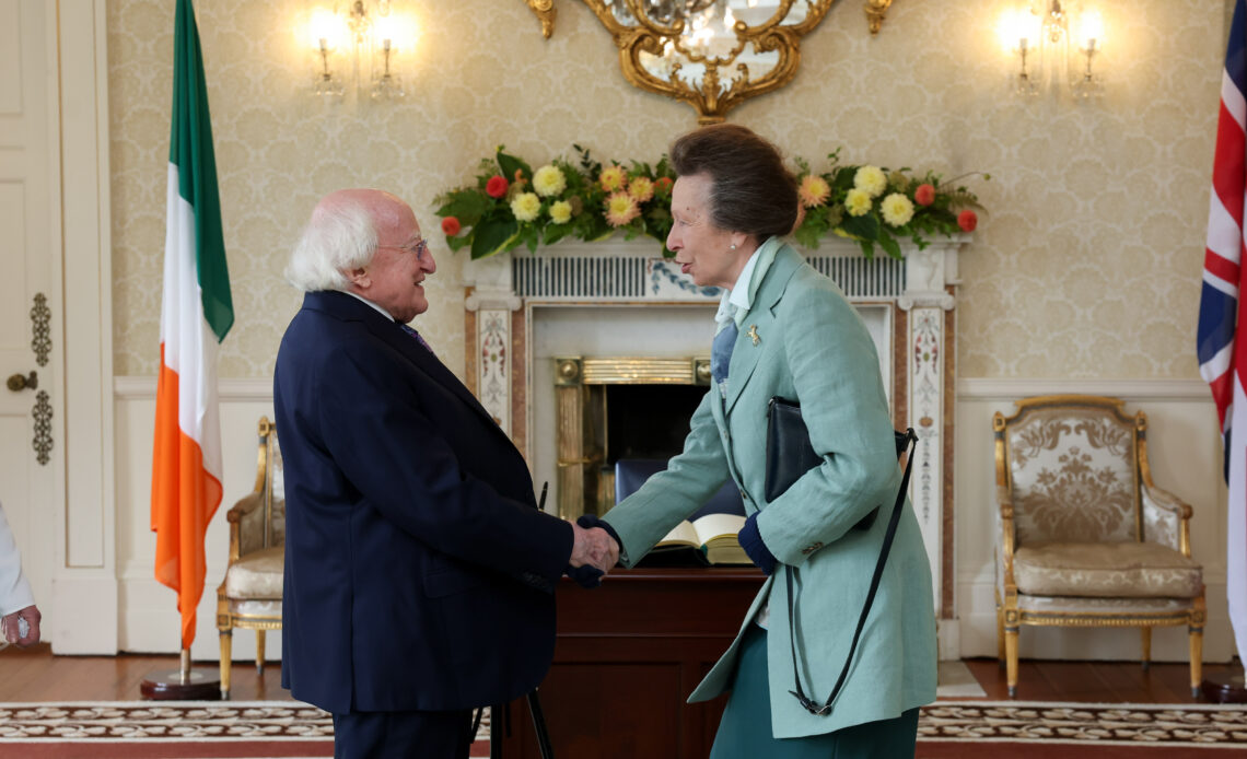 Princess Anne and the President of Ireland meet in Dublin