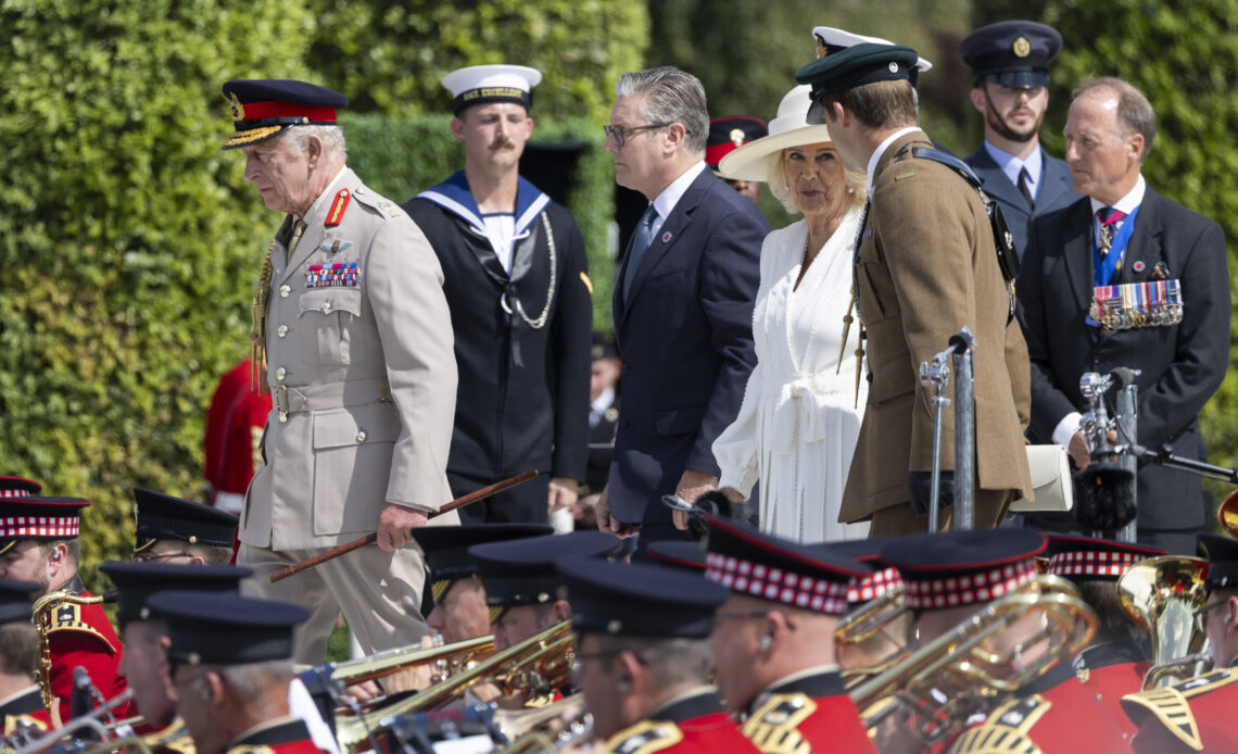 King Charles and Queen Camilla arrive at a National Service of Remembrance for the 80th anniversary of VJ Day