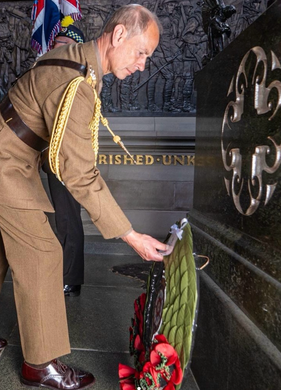 Prince Edward, The Duke of Edinburgh lays a wreath at Edinburgh Castle to mark the 80th anniversary of VJ Day