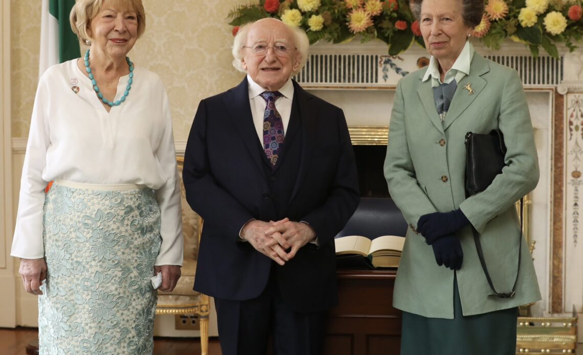 Princess Anne meets the President of Ireland, Michael D Higgins, and his wife, Sabina Higgins