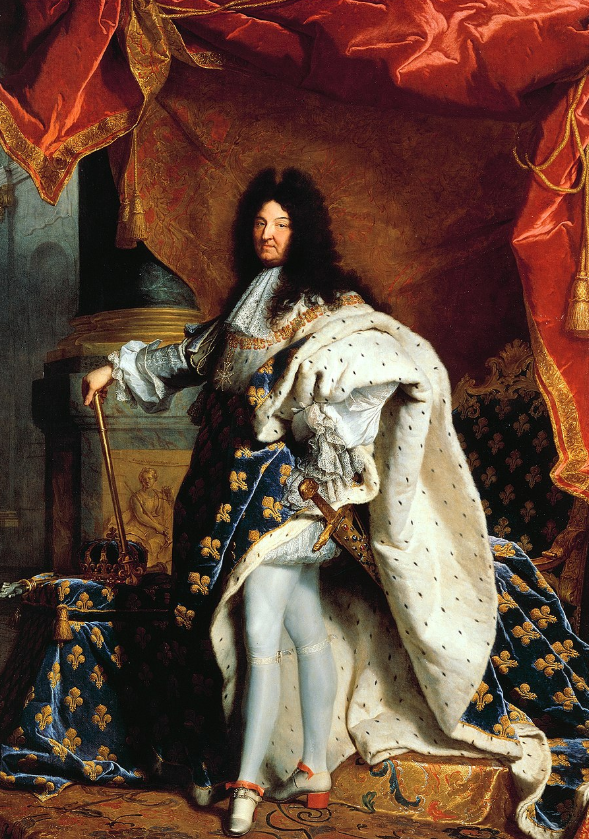 Louis XIV, the longest reigning monarch in history, in a triumphant pose