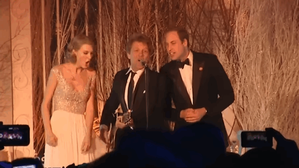 Prince William, Taylor Swift and Bon Jovi singing Livin' on a Prayer