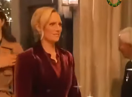 Zara Tindall wears a deep red velvet blazer for the Together at Christmas service