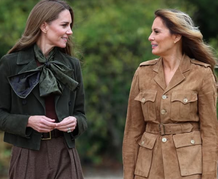 The Princess of Wales and Melania Trump walk through Windsor