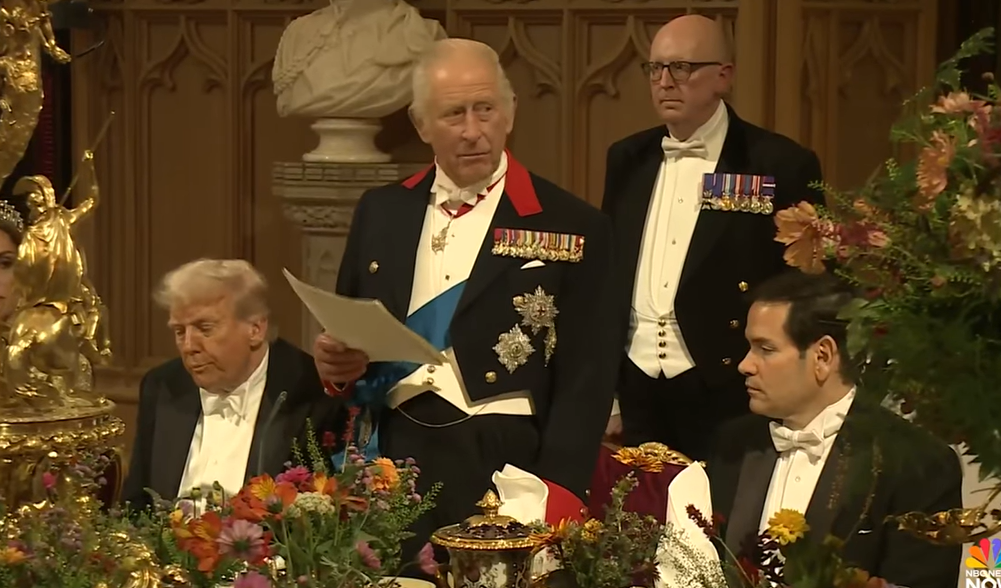 King Charles speaks at the State Banquet for Donald Trump