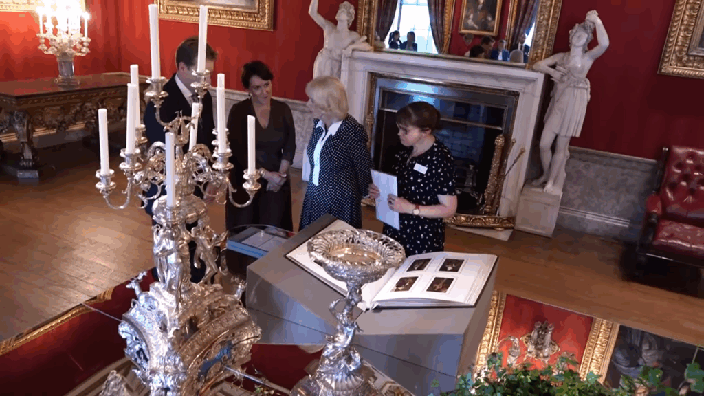 Queen Camilla views artifacts related to Jane Austen at The Queen's Reading Room Festival