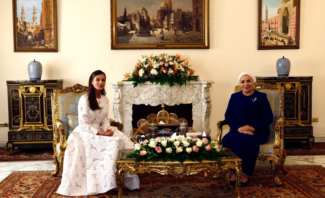 Queen Letizia of Spain with the First Lady of Egypt