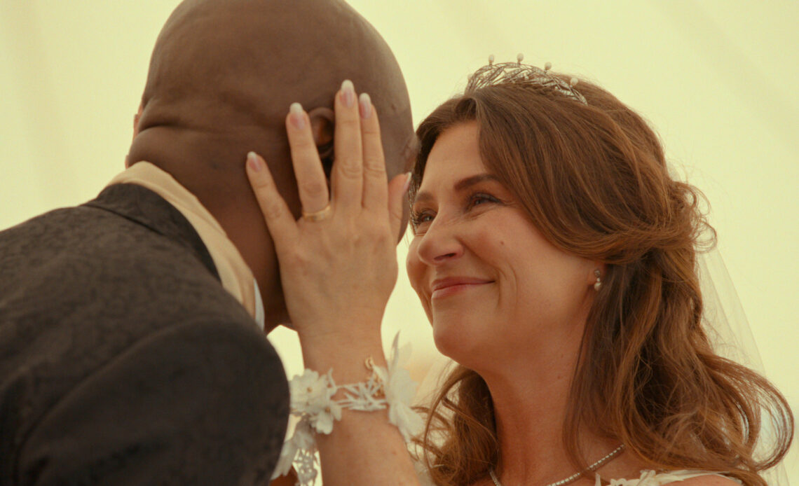 Princess Martha Louise of Norway and Durek Varrett gaze into each other's eyes during the Netflix show on their romance