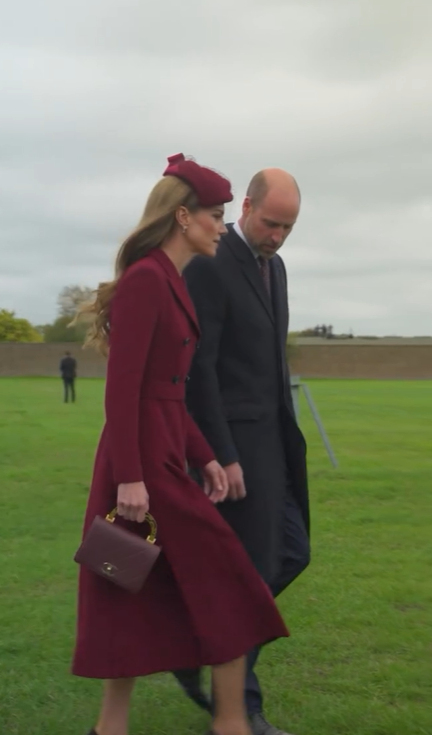 The Prince and Princess of Wales chat as they walk across the grass at Windsor before meeting Donald and Melania Trump