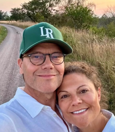 Crown Princess Victoria and Prince Daniel pose for a summer selfie with a sunset in the background